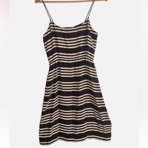 J. Crew Black and Cream Striped Mini Dress